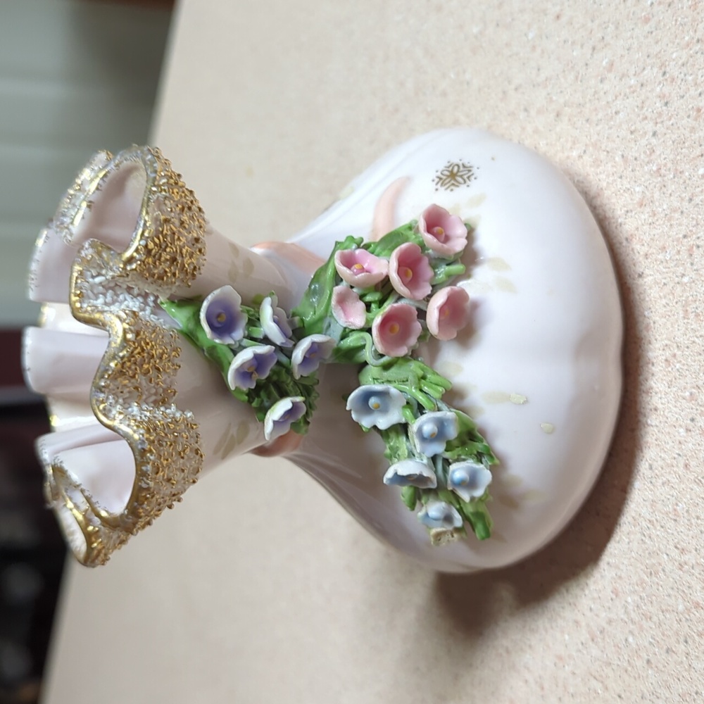 Vintage Lefton Pink Floral Vase